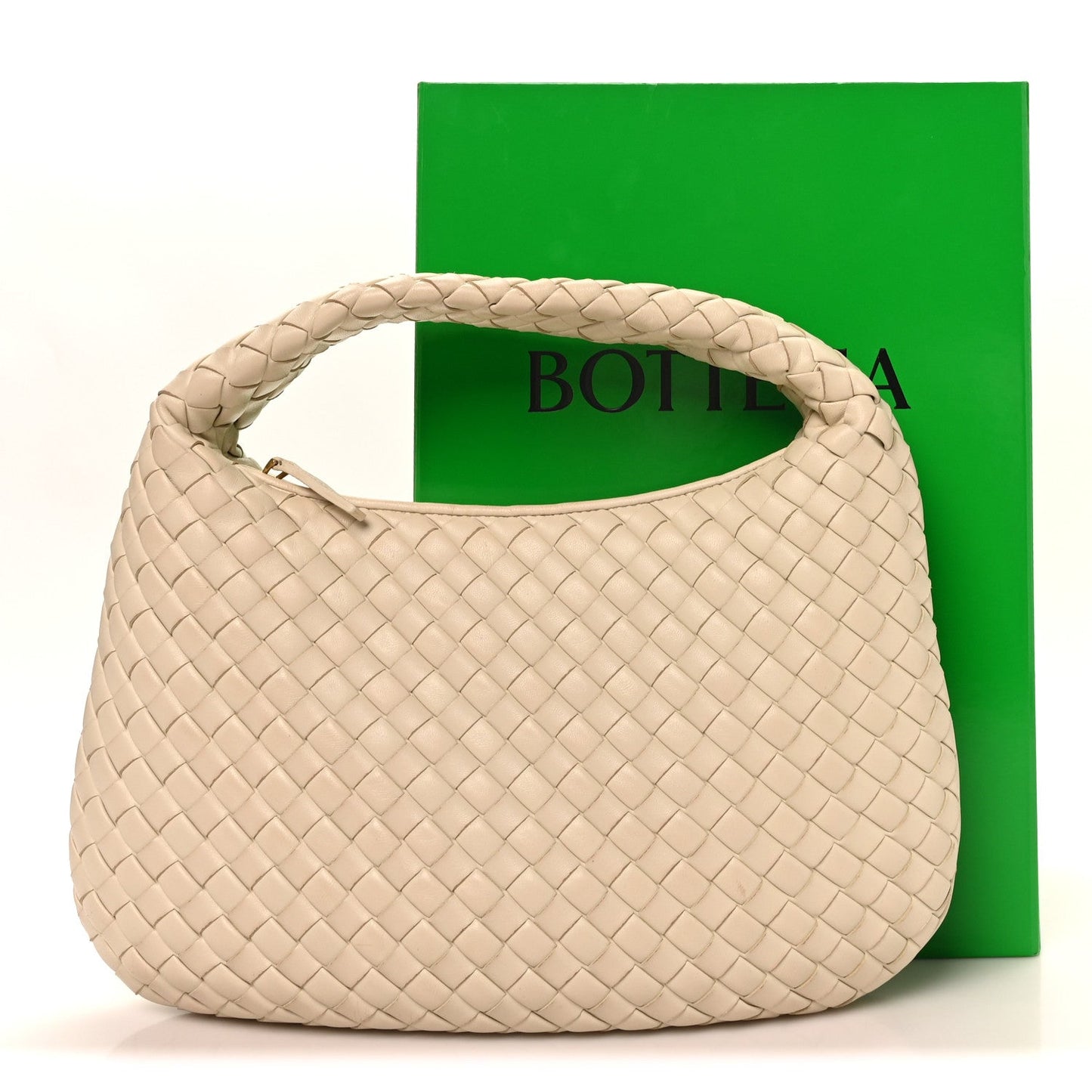 Supple Nappa Intrecciato Padded Small Veneta Hobo Sea Salt