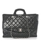 Glazed Calfskin Quilted Large CC Delivery Tote Black