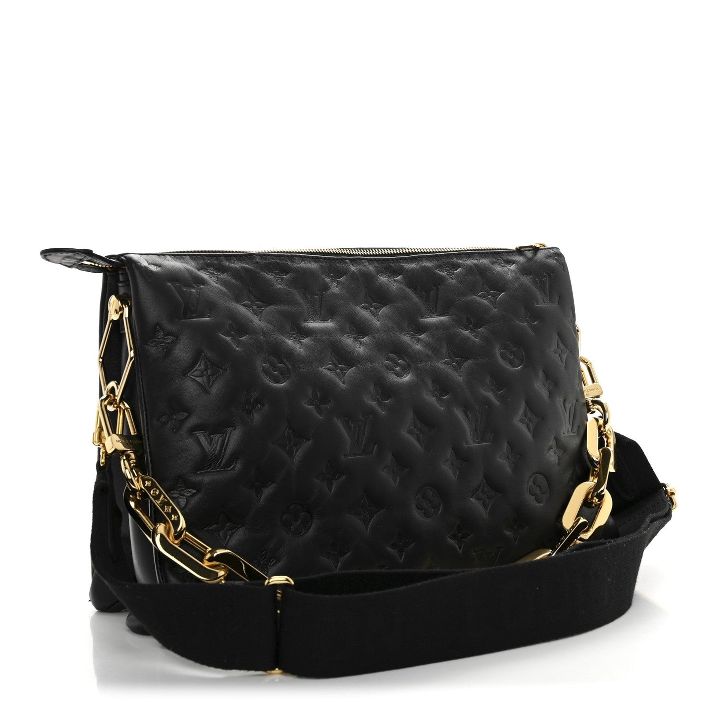 Lambskin Embossed Monogram Coussin MM Black