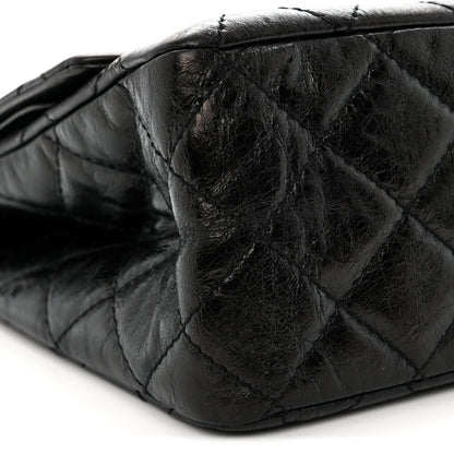 Metallic Aged Calfskin Quilted 2.55 Reissue 227 Flap Black