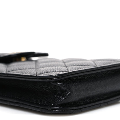 Caviar Quilted Classic Phone Holder Black