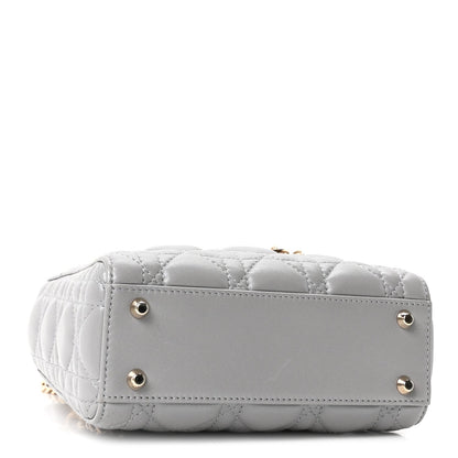 Lambskin Cannage Mini Lady Dior Gray Opaline