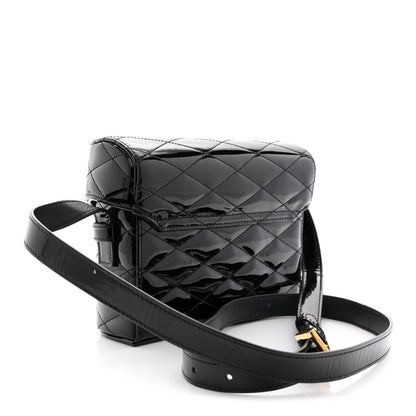 Patent Matelasse Monogram June Box Bag Black