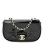 Patent Calfskin Quilted Mini Flap Black
