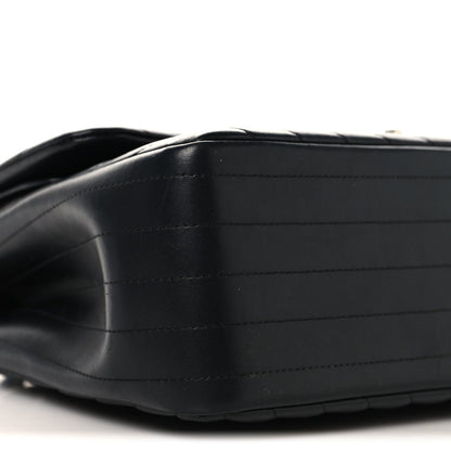 Lambskin Chevron Quilted Jumbo Double Flap Black