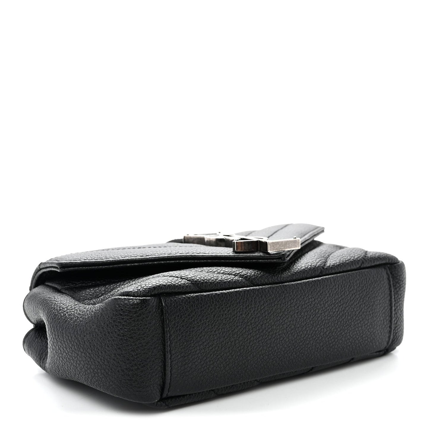 Grained Calfskin Matelasse Chevron Classic Monogram Baby Chain Bag Black