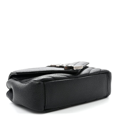 Grained Calfskin Matelasse Chevron Classic Monogram Baby Chain Bag Black