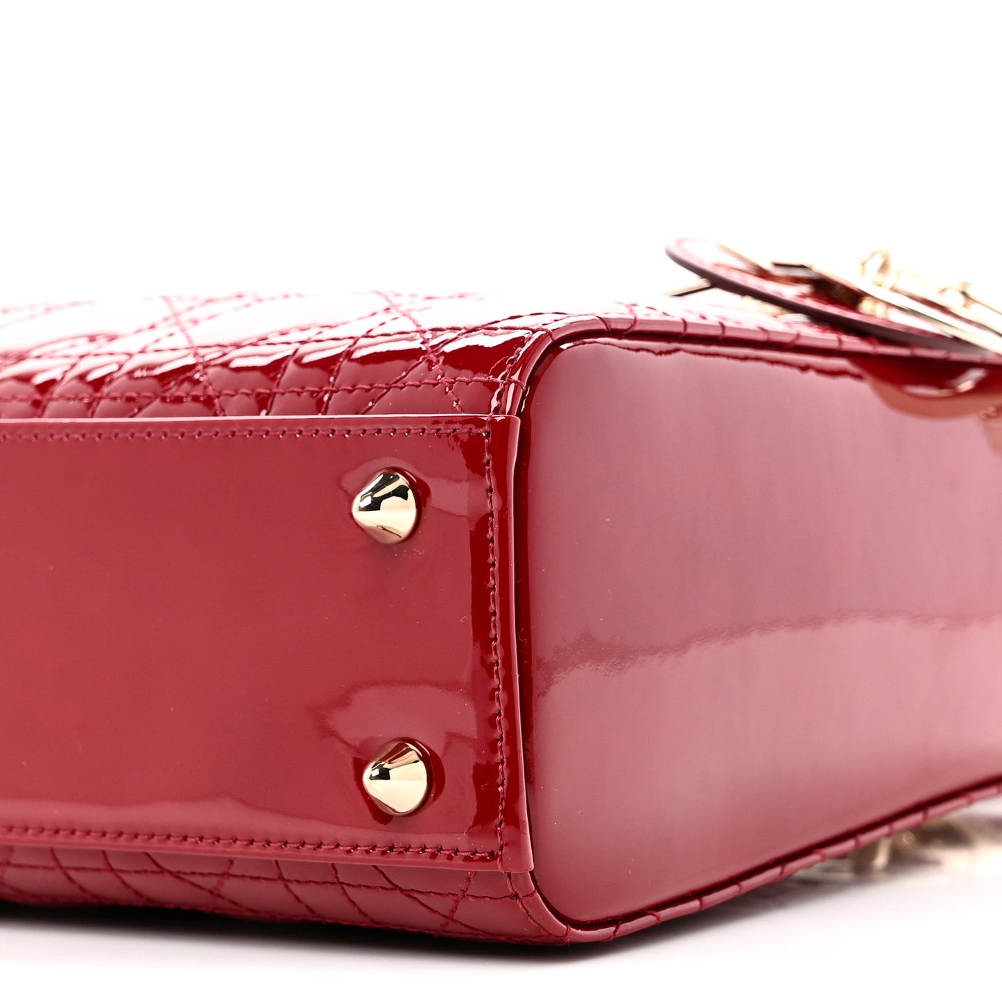 Patent Cannage Small Lady Dior Cherry Red