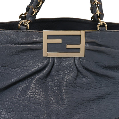 Crinkled Lambskin Mia Tote Blue