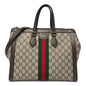 GG Supreme Monogram Web Medium Ophidia Tote Bag Brown