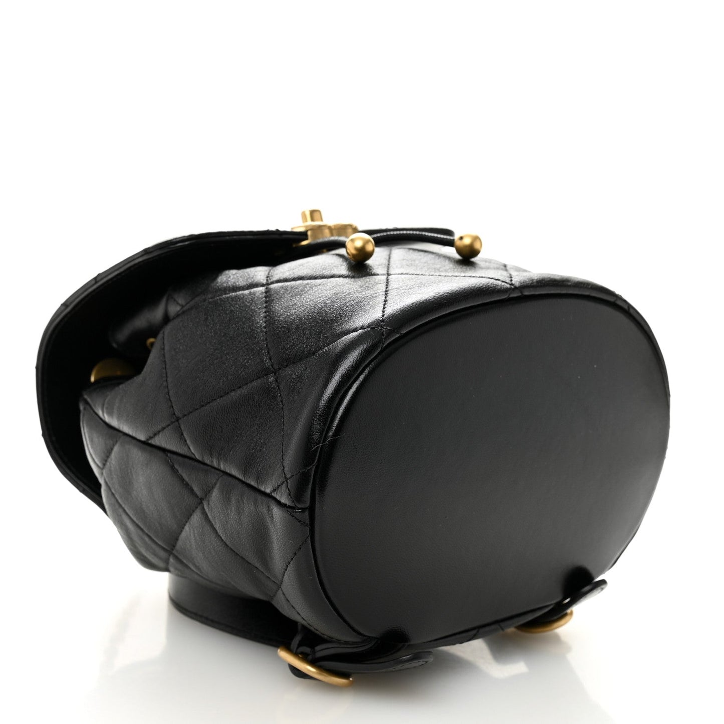 Lambskin Quilted Logo Mini Backpack Black
