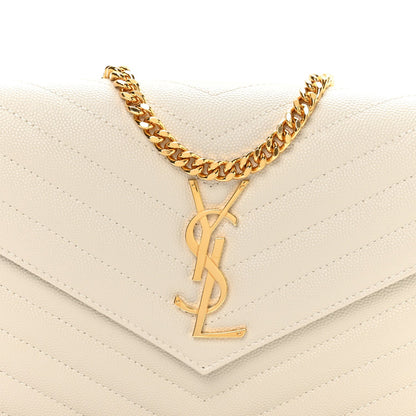 Grain De Poudre Matelasse Chevron Monogram Chain Wallet Crema Soft