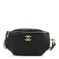Lambskin Quilted Resin Bi-Color Waist Bag Fanny Pack Black