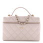Caviar Quilted Top Handle Slim Vanity With Chain Light Purple