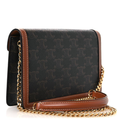 Triomphe Canvas Calfskin Margo Wallet on Chain Tan