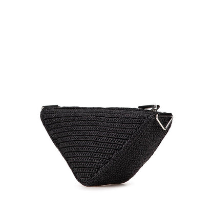 Prada Triangle Crochet Raffia Shoulder Bag