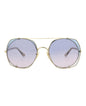 Chloé Womens Square/Rectangle Gold Grey Light Blue Fashion Designer Eyewear Gold Grey Light Blue