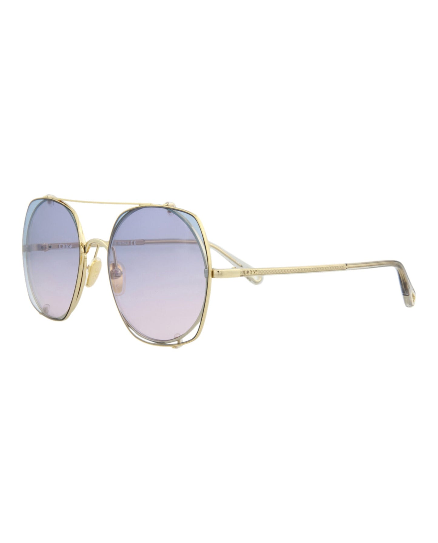 Chloé Womens Square/Rectangle Gold Grey Light Blue Fashion Designer Eyewear