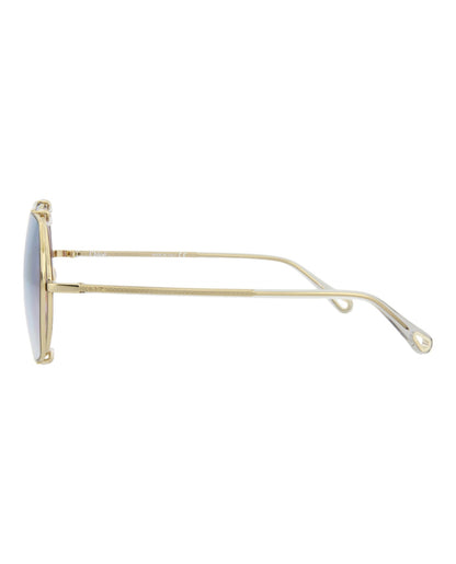 Chloé Womens Square/Rectangle Gold Grey Light Blue Fashion Designer Eyewear