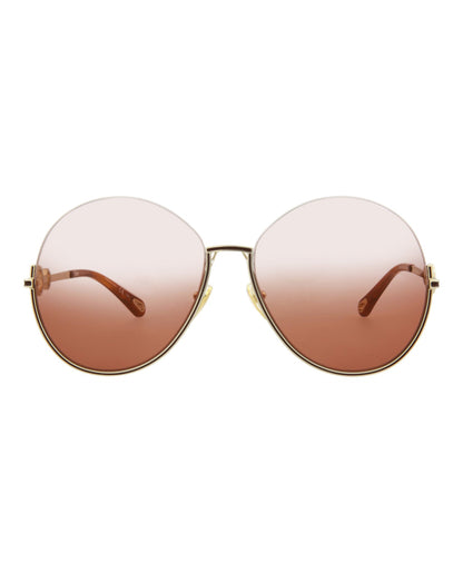 Chloé Womens Round/Oval Gold Gold Orange Fashion Designer Eyewear
