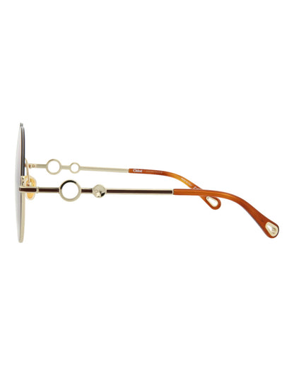 Chloé Womens Round/Oval Gold Gold Orange Fashion Designer Eyewear