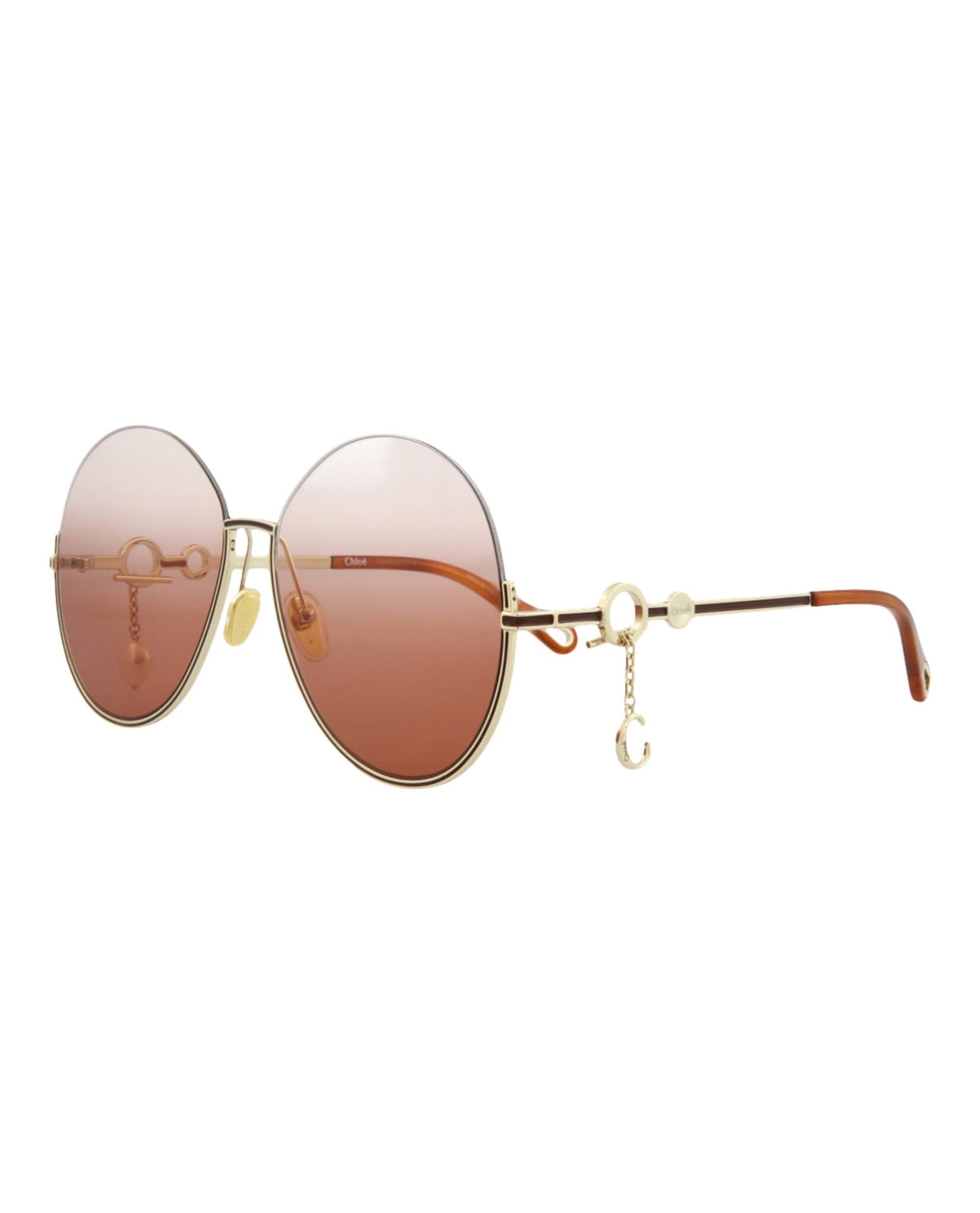 Chloé Womens Round/Oval Gold Gold Orange Fashion Designer Eyewear