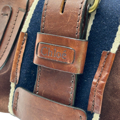 Chloé Brown Suede and Leather Buckle Satchel