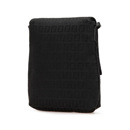 Fendi Zucchino Canvas Leather Shoulder Bag