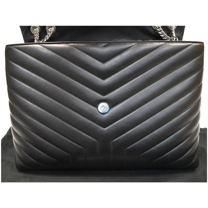 YVES SAINT LAURENT Large Loulou Calfskin Matelasse Chain Shoulder Bag Black