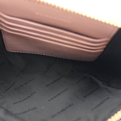 Signature Grain Calfskin Check Embossed Peyton Crossbody Clutch Bag Pale Orchid