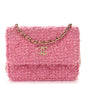 Tweed Quilted Flap Chain Waist Bag Pink