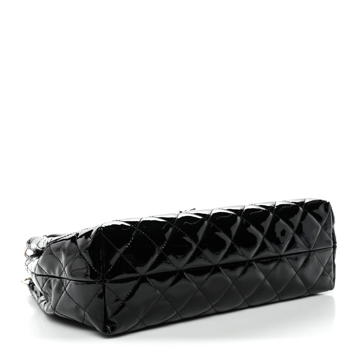 Patent Quilted Large Coco Shine Accordion Flap Black