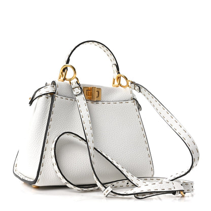Cuoio Romano Selleria Mini Peekaboo Iconic Satchel White