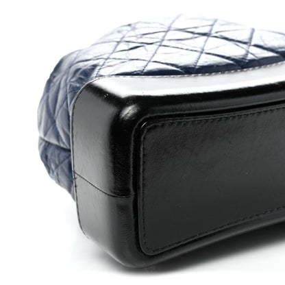 Aged Calfskin Quilted Gabrielle Backpack Navy Black