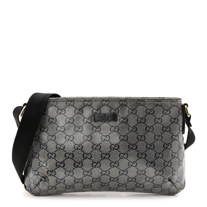 Crystal Monogram Small Flat Messenger Crossbody Navy