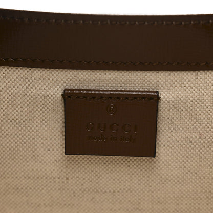 GG Supreme Monogram Azalea Calfskin Mini Horsebit 1955 Foldover Top Handle Bag Beige Ebony Brown Sugar