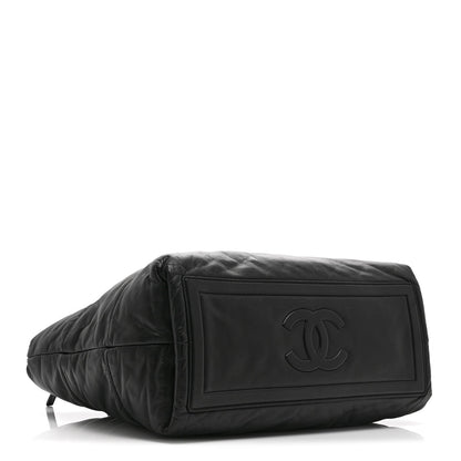 Lambskin Quilted Medium Coco Cocoon Reversible Tote Black