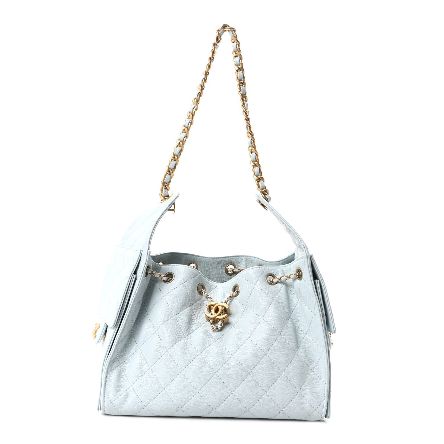 Caviar Quilted Small Chanel 25 Handbag Light Blue