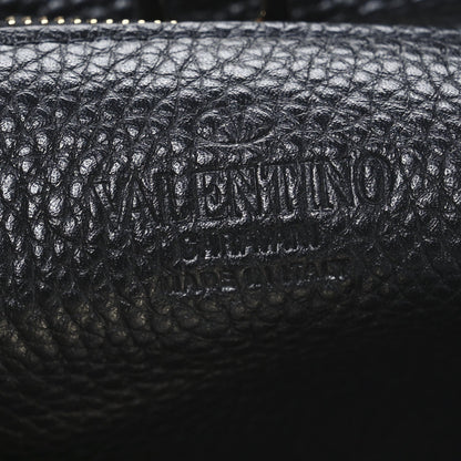 Pebbled Calfskin Mini Rockstud Flip-Lock Messenger Bag Black