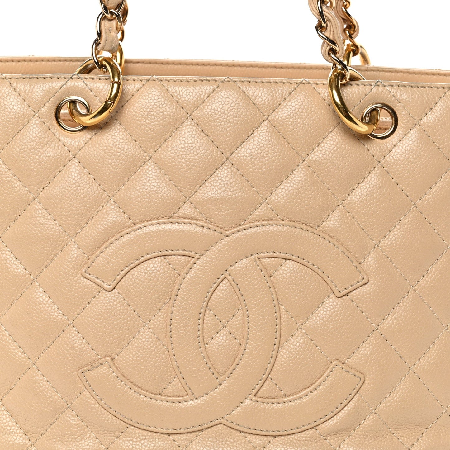 Caviar Quilted Grand Shopping Tote GST Beige