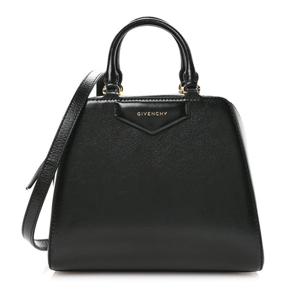 Tumbled Buffalo Mini Antigona Cube Bag Black
