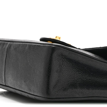 Caviar Vertical Quilted Jumbo Single Flap Black