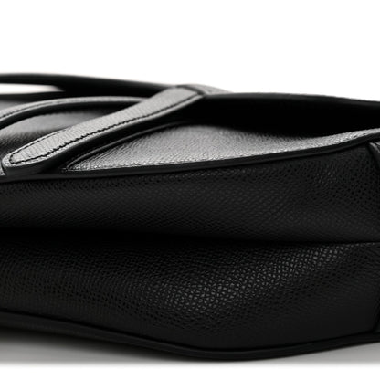 Grained Calfskin Saddle Bag Black