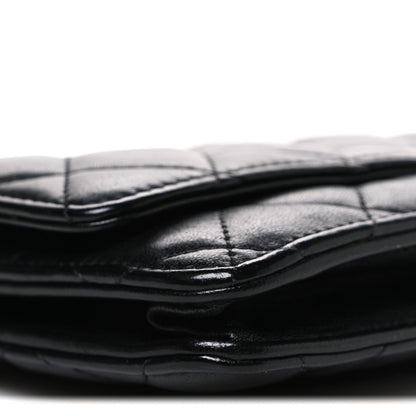 Lambskin Quilted Wallet On Chain WOC Black
