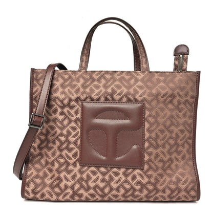 Monogram Jacquard Medium Shopping Bag Chocolate