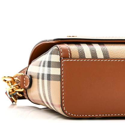 Coated Canvas Calfskin Vintage Check Small Note Crossbody Bag Briar Brown