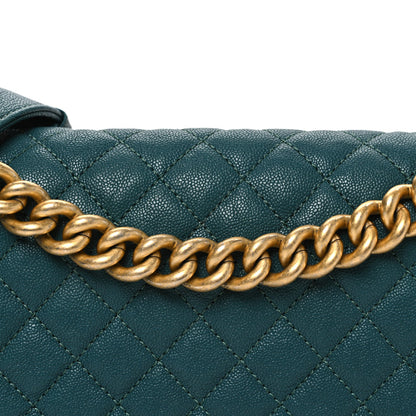 Caviar Quilted Medium Boy Flap Dark Green
