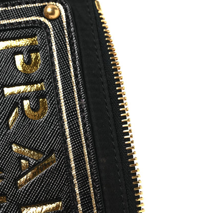 Tessuto Bandoliera Logo Shoulder Bag Gold Black