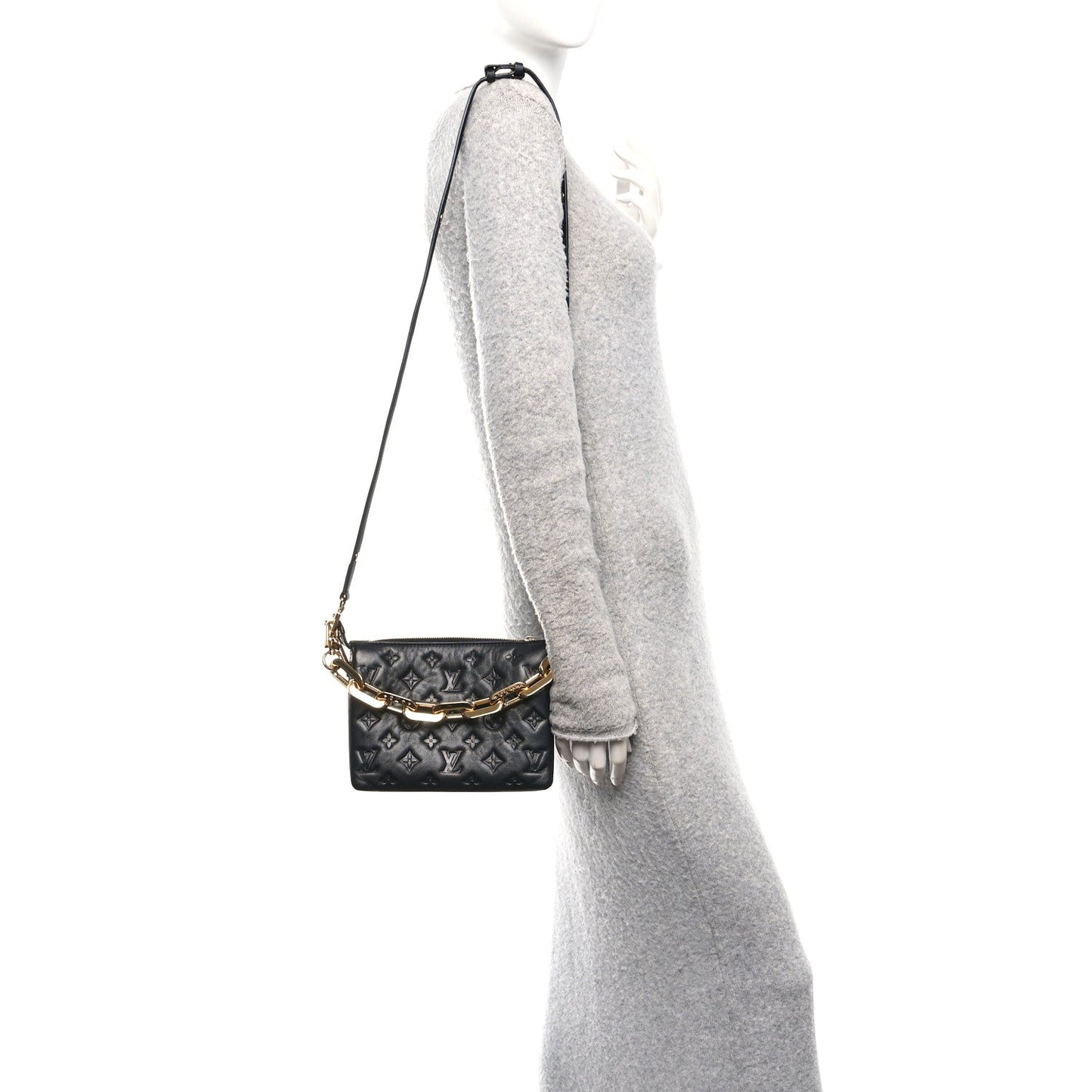 Lambskin Embossed Monogram Coussin BB Black