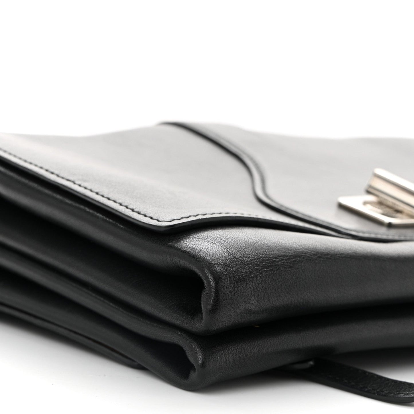 Vitello Soft Chain Flap Bag Black